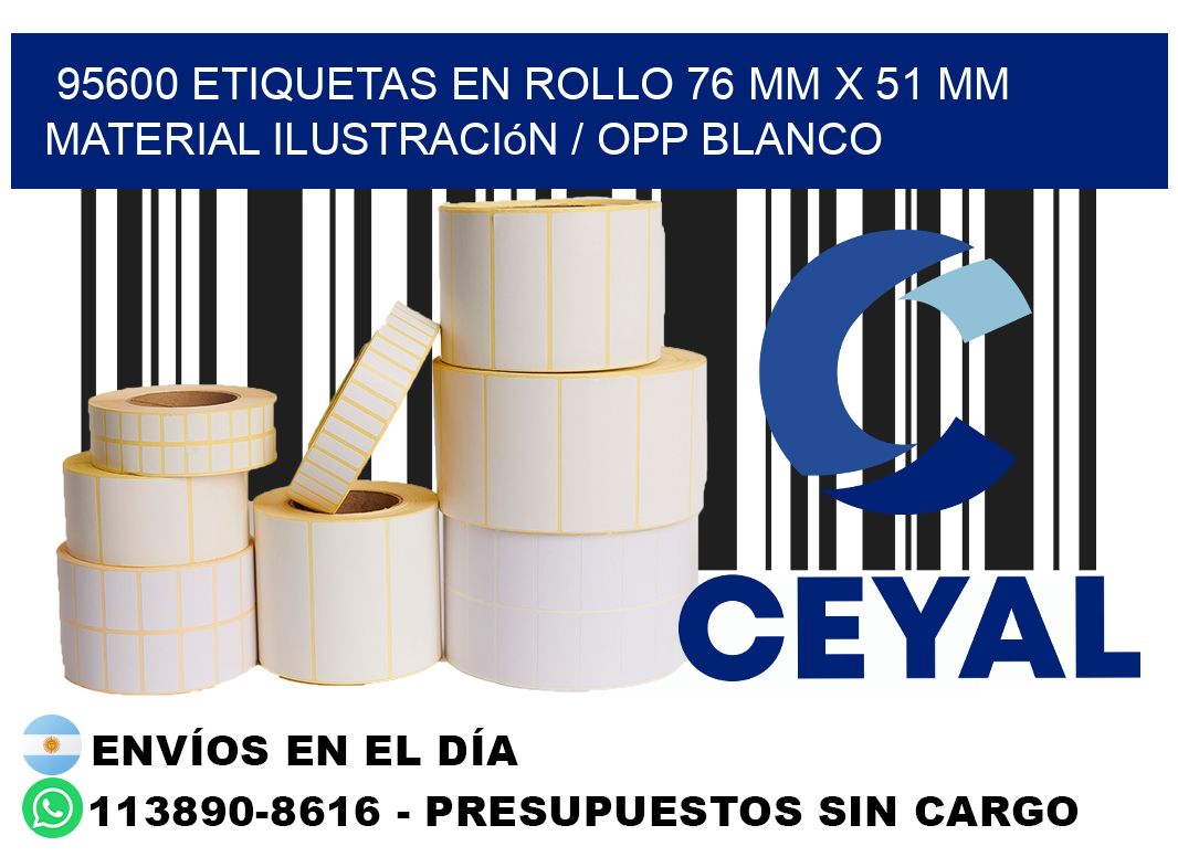 95600 Etiquetas en rollo 76 mm x 51 mm material Ilustración / OPP Blanco