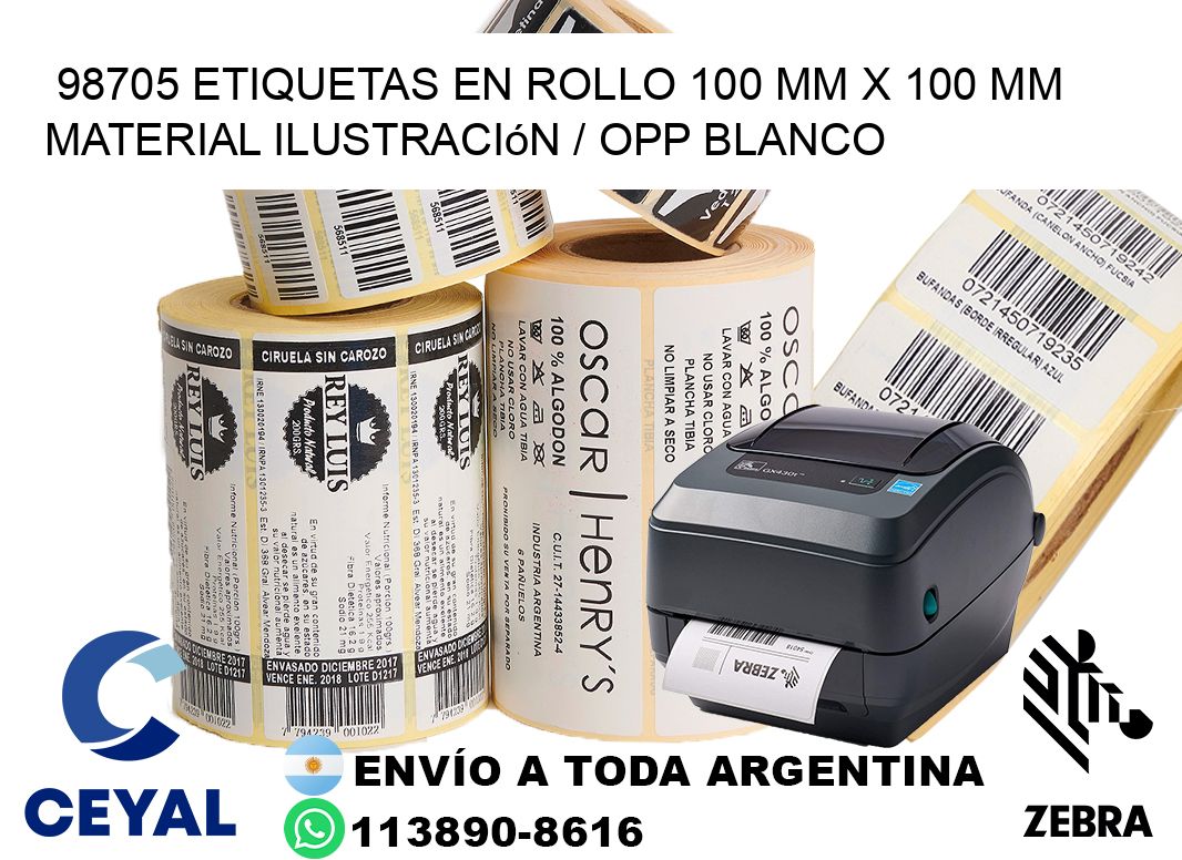 98705 Etiquetas en rollo 100 mm x 100 mm material Ilustración / OPP Blanco