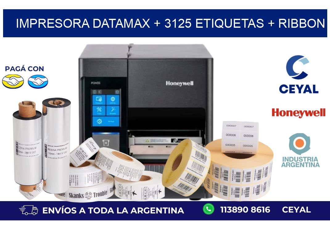 impresora DATAMAX + 3125 etiquetas + ribbon