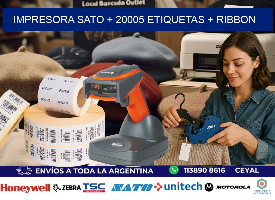 impresora SATO + 20005 etiquetas + ribbon