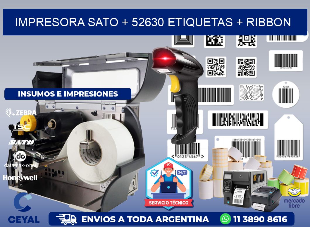 impresora SATO + 52630 etiquetas + ribbon