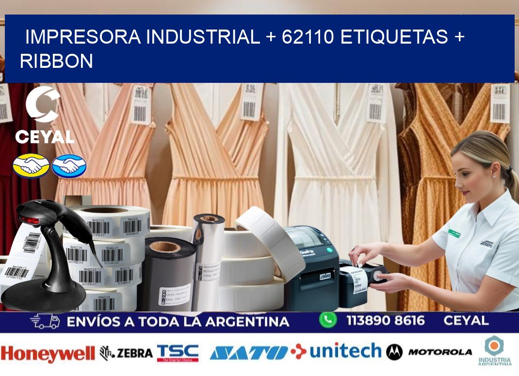 impresora industrial + 62110 etiquetas + ribbon