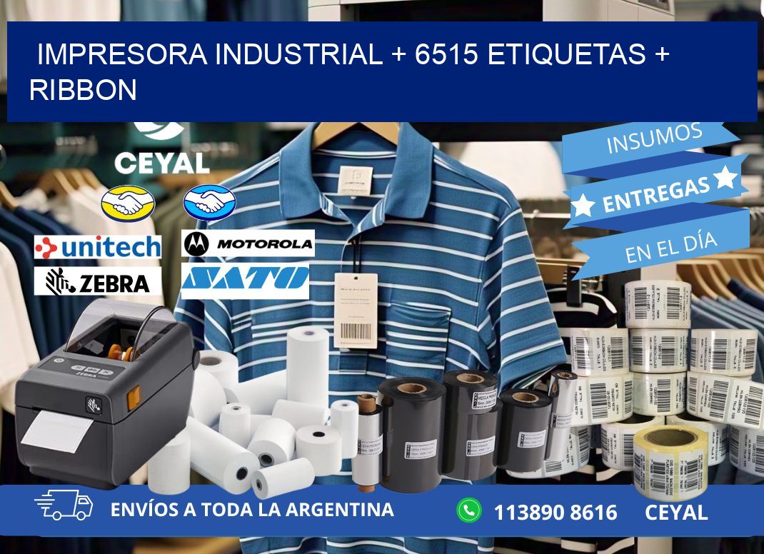 impresora industrial + 6515 etiquetas + ribbon