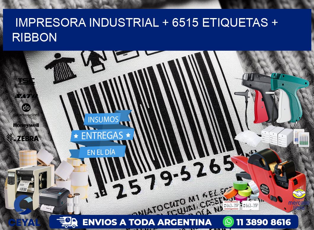 impresora industrial + 6515 etiquetas + ribbon