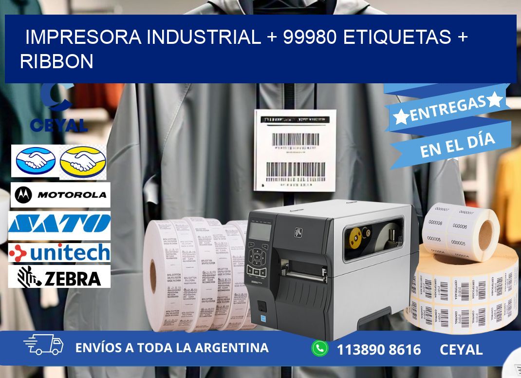 impresora industrial + 99980 etiquetas + ribbon