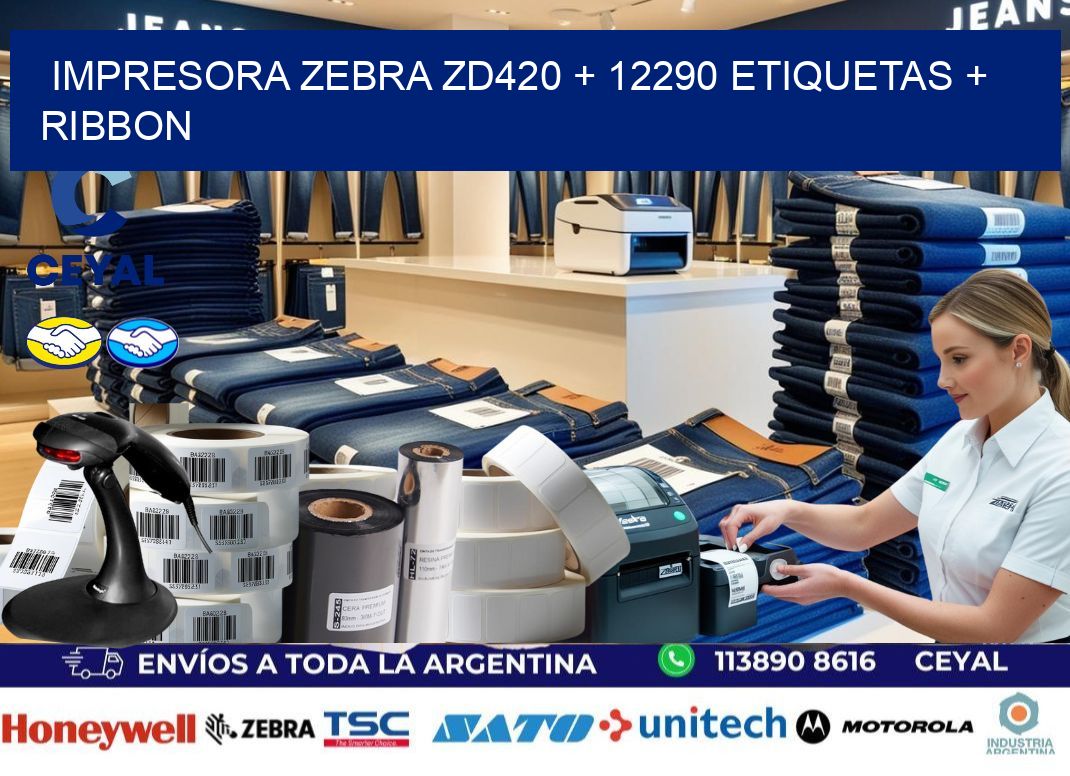 impresora zebra zd420 + 12290 etiquetas + ribbon