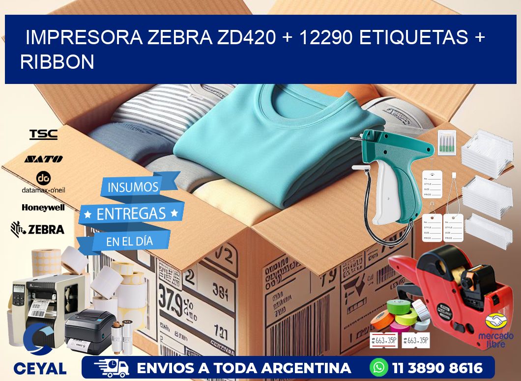 impresora zebra zd420 + 12290 etiquetas + ribbon