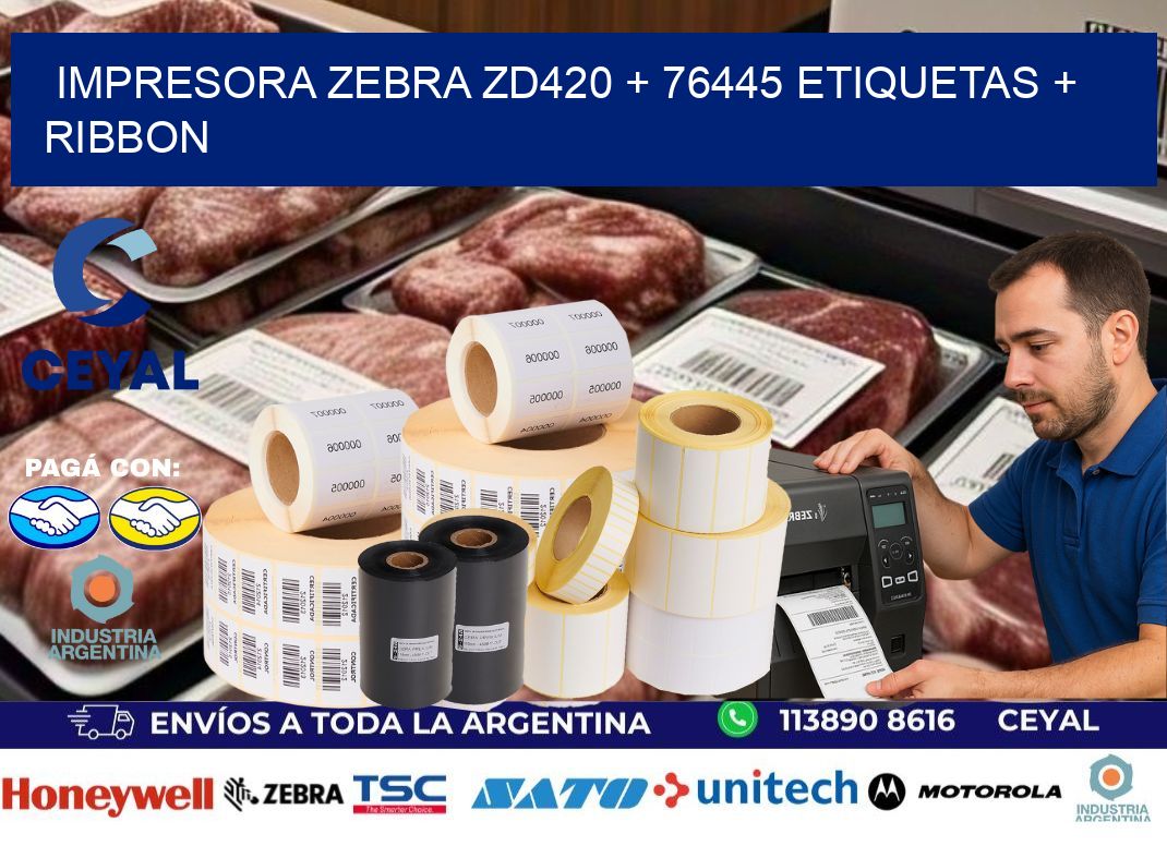 impresora zebra zd420 + 76445 etiquetas + ribbon