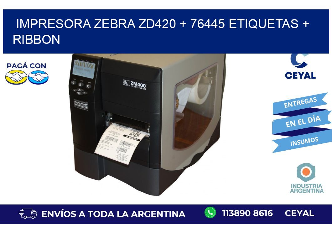 impresora zebra zd420 + 76445 etiquetas + ribbon