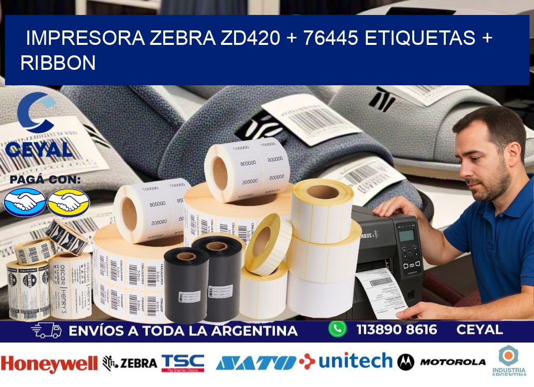 impresora zebra zd420 + 76445 etiquetas + ribbon