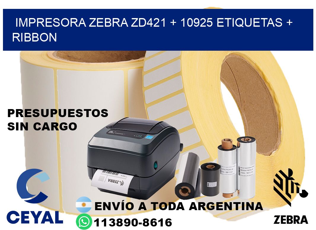 impresora zebra zd421 + 10925 etiquetas + ribbon