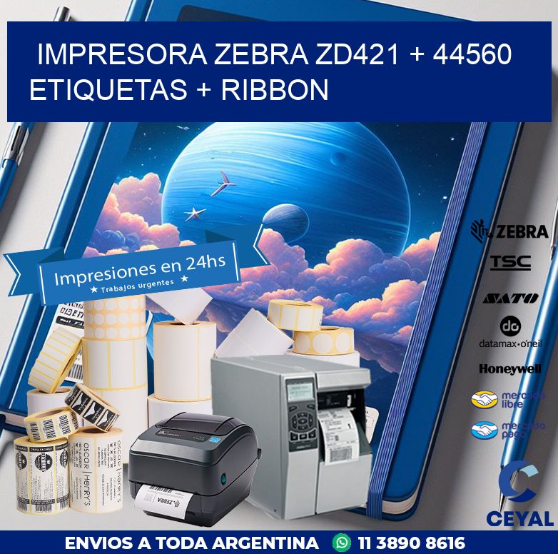 impresora zebra zd421 + 44560 etiquetas + ribbon
