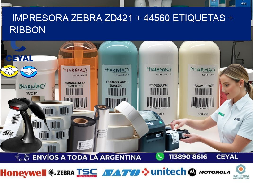 impresora zebra zd421 + 44560 etiquetas + ribbon