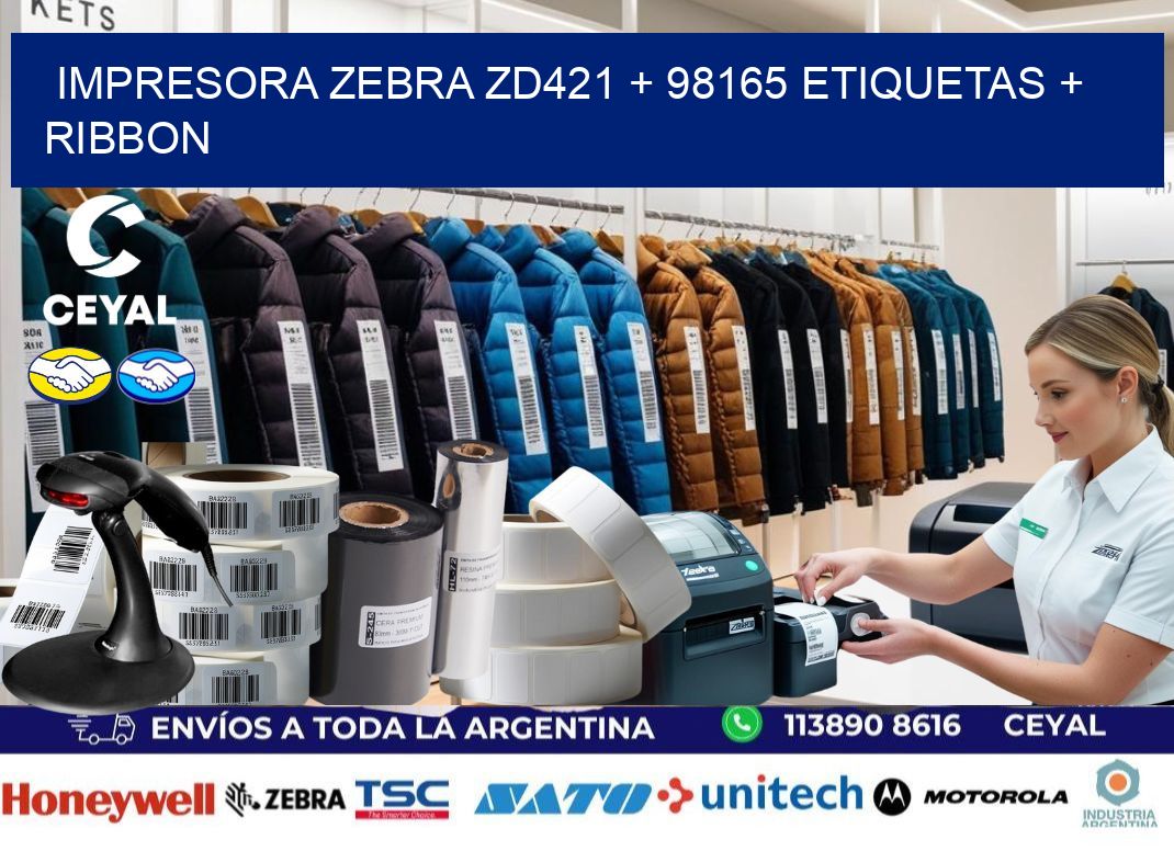 impresora zebra zd421 + 98165 etiquetas + ribbon