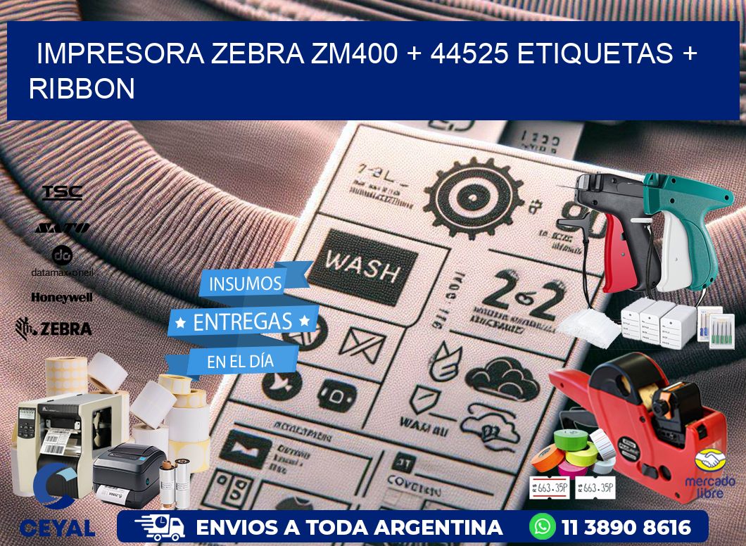 impresora zebra zm400 + 44525 etiquetas + ribbon