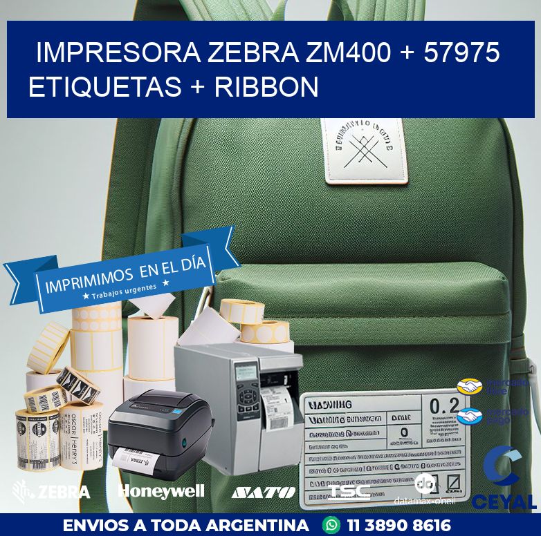 impresora zebra zm400 + 57975 etiquetas + ribbon