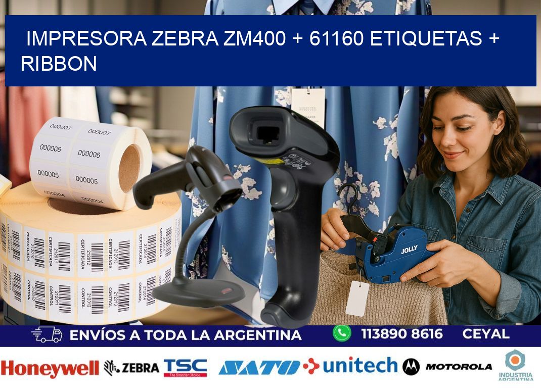 impresora zebra zm400 + 61160 etiquetas + ribbon