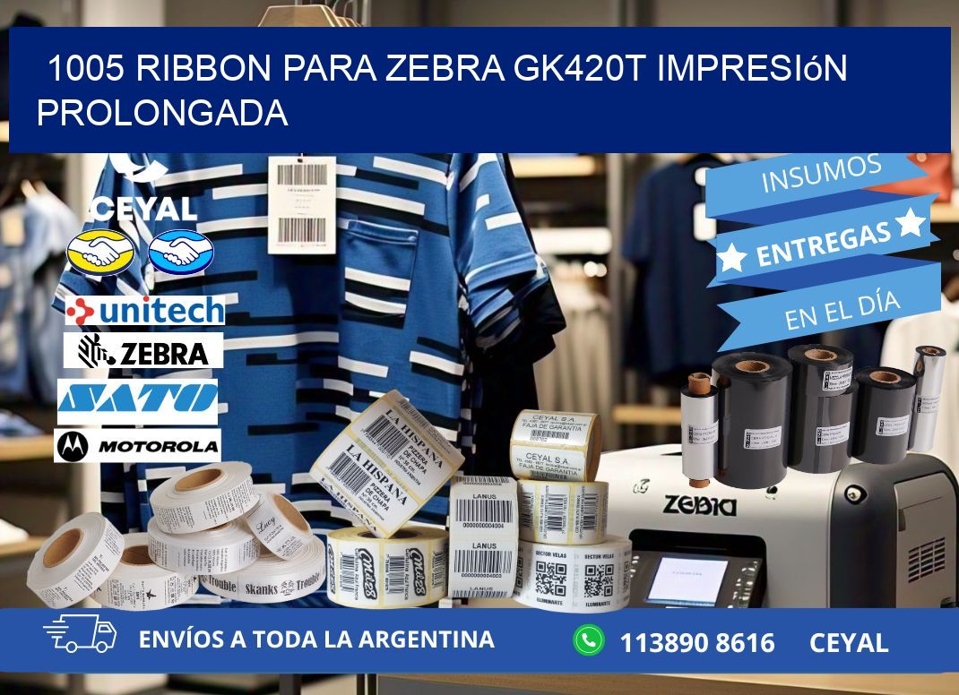 1005 ribbon para zebra gk420t impresión prolongada