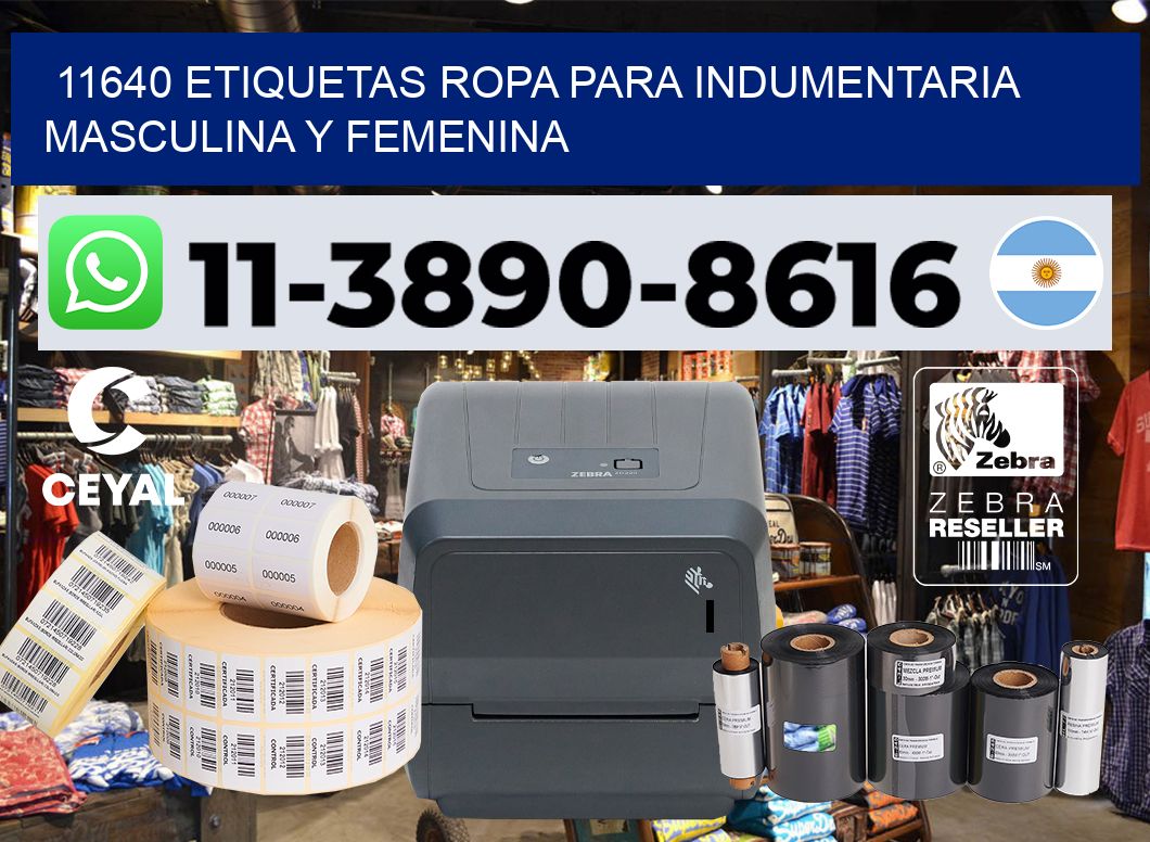 11640 Etiquetas ropa para indumentaria masculina y femenina