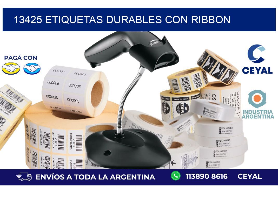 13425 etiquetas durables con ribbon