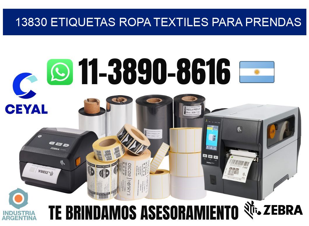 13830 Etiquetas ropa textiles para prendas