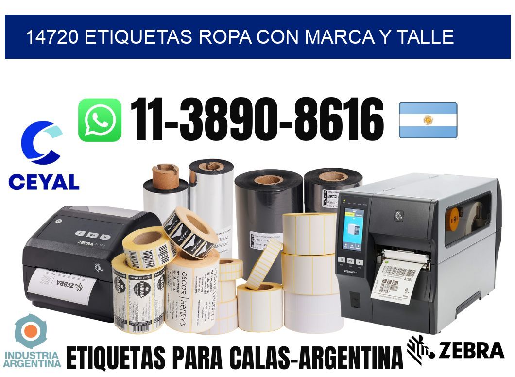 14720 Etiquetas ropa con marca y talle