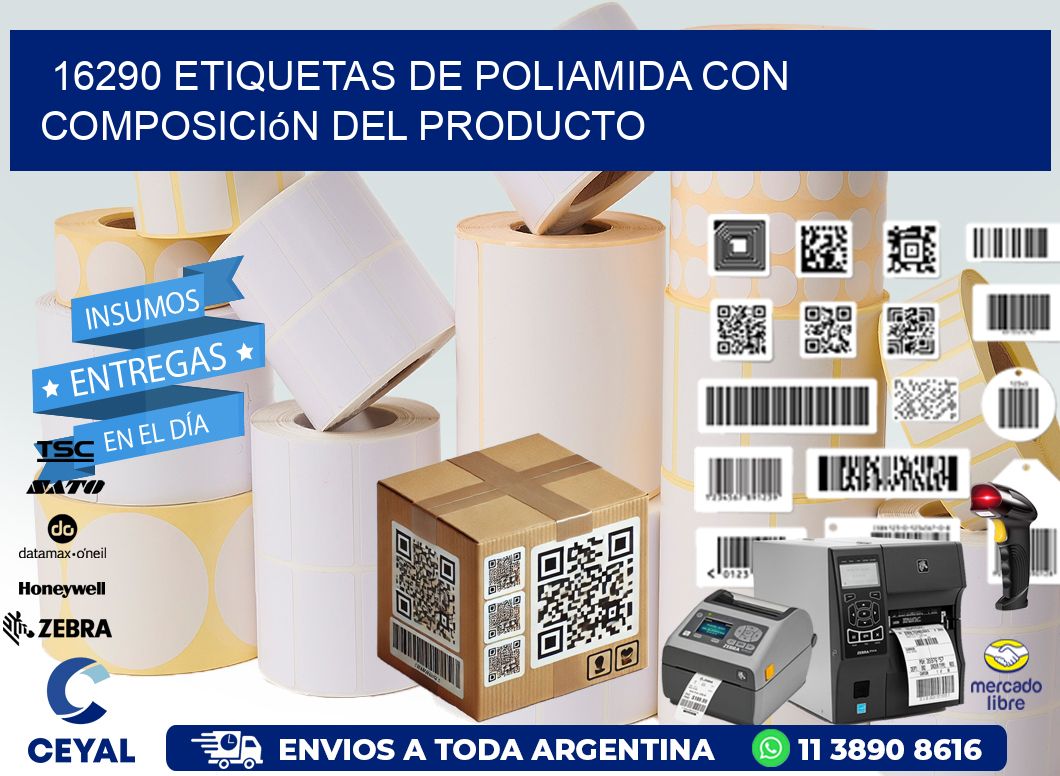 16290 Etiquetas de poliamida con composición del producto