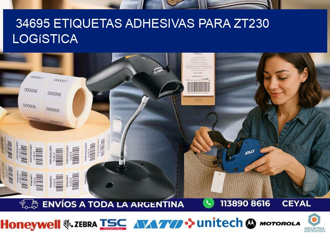 34695 etiquetas adhesivas para zt230 logística