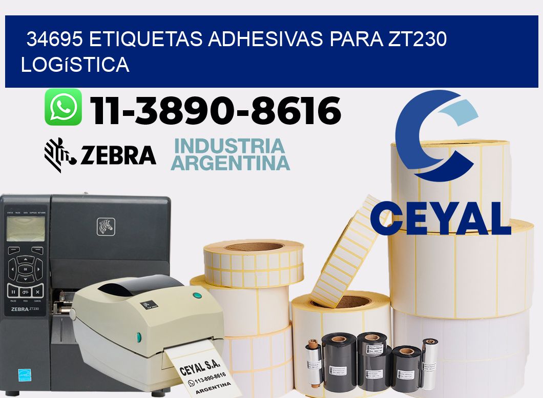 34695 etiquetas adhesivas para zt230 logística