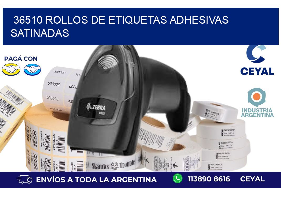 36510 rollos de etiquetas adhesivas satinadas