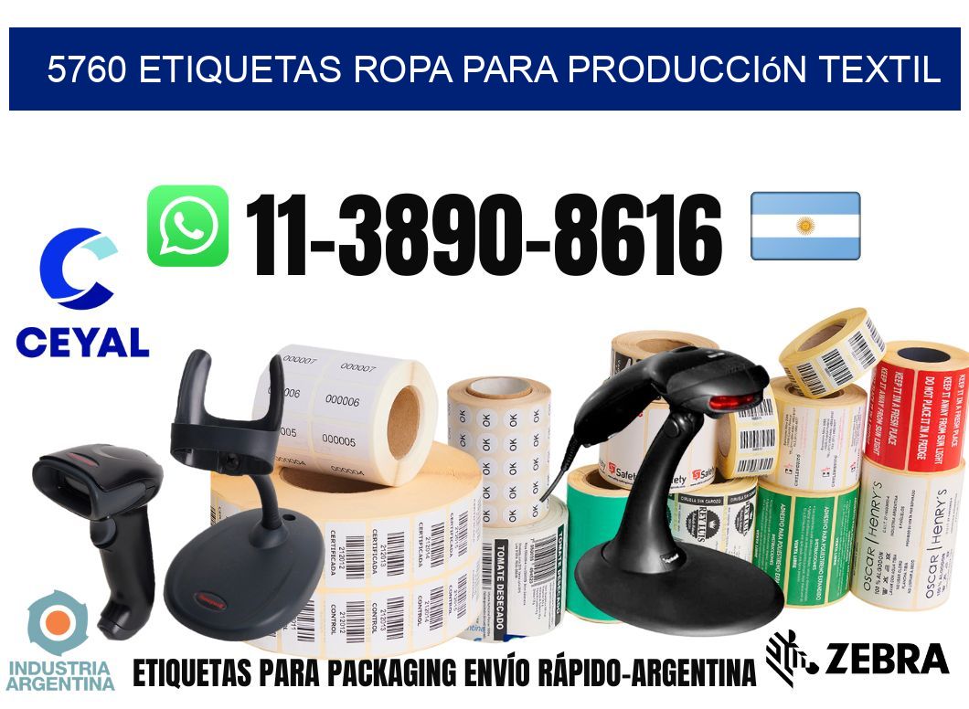 5760 Etiquetas ropa para producción textil