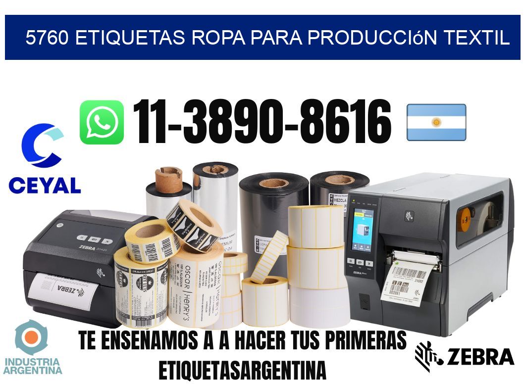 5760 Etiquetas ropa para producción textil