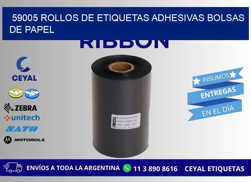 59005 rollos de etiquetas adhesivas bolsas de papel