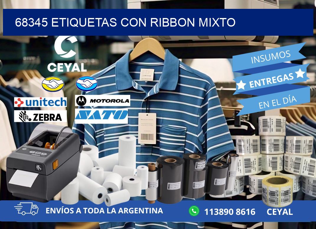 68345 etiquetas con ribbon mixto