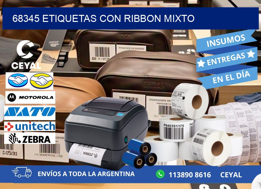 68345 etiquetas con ribbon mixto