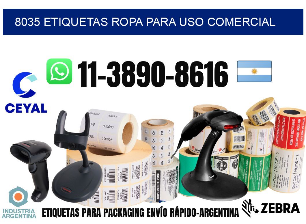 8035 Etiquetas ropa para uso comercial