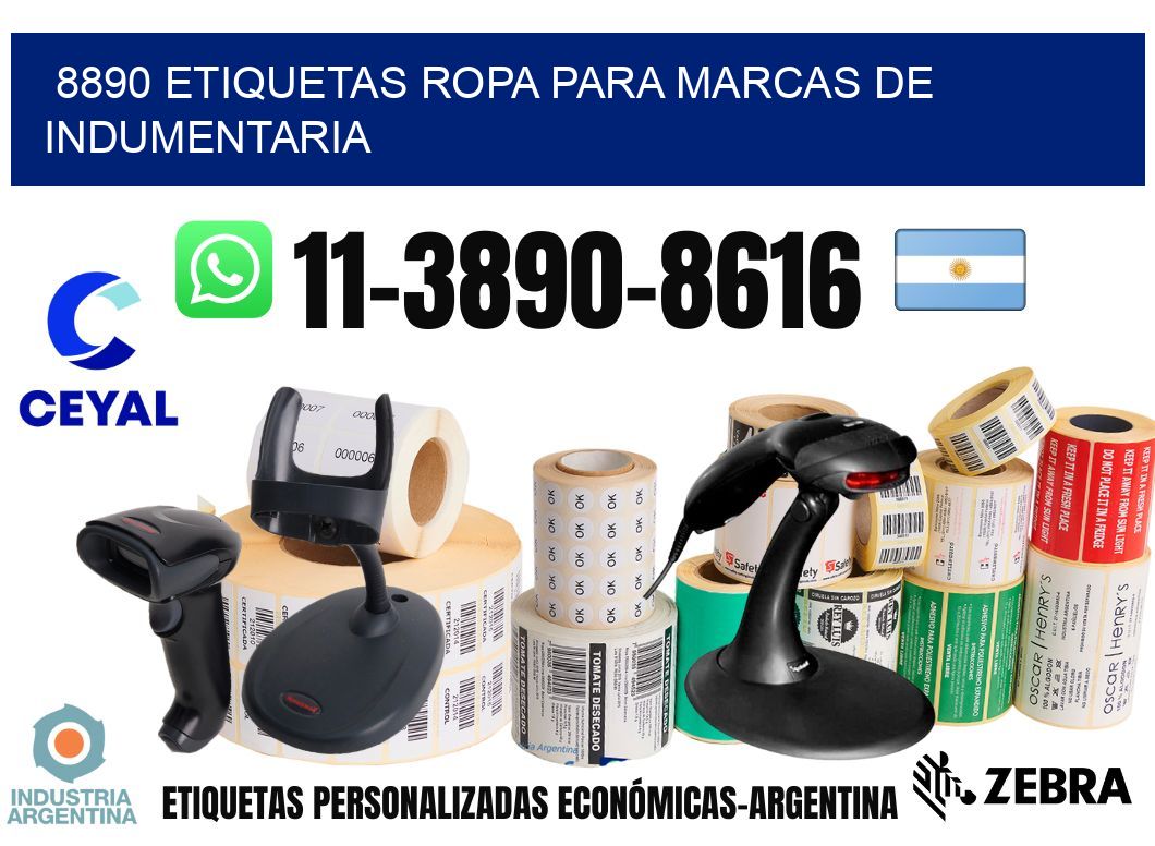 8890 Etiquetas ropa para marcas de indumentaria