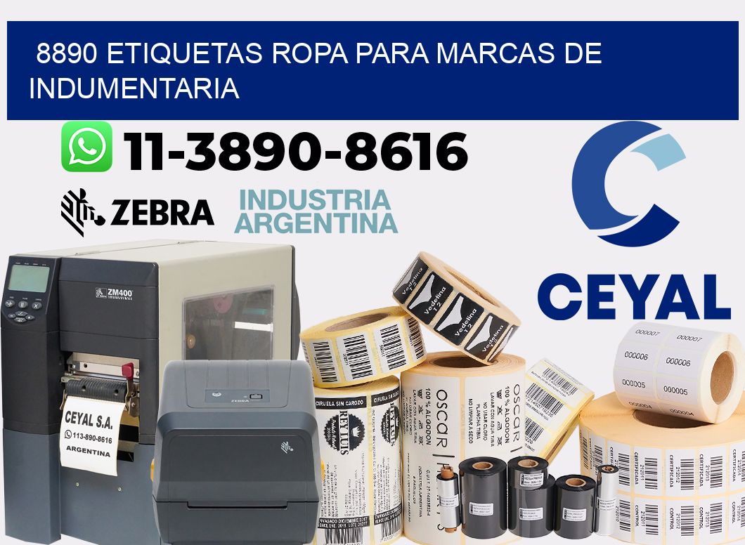 8890 Etiquetas ropa para marcas de indumentaria