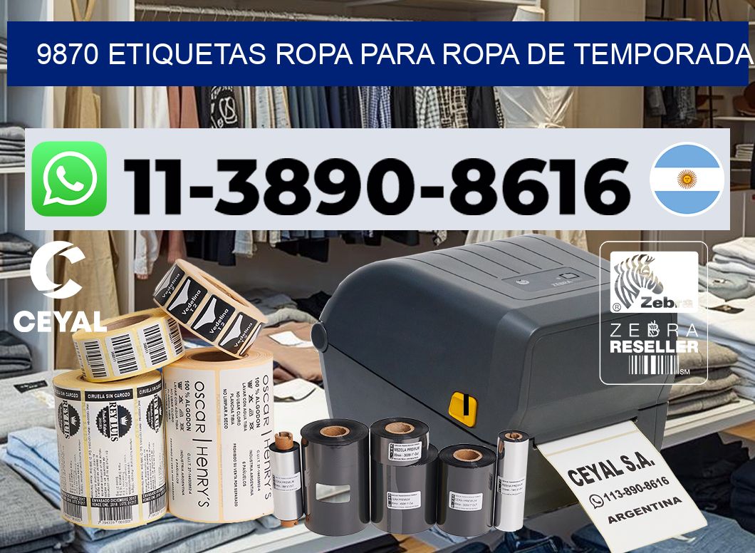 9870 Etiquetas ropa para ropa de temporada