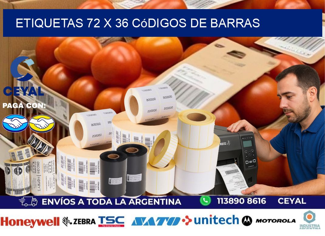 etiquetas 72 x 36 códigos de barras