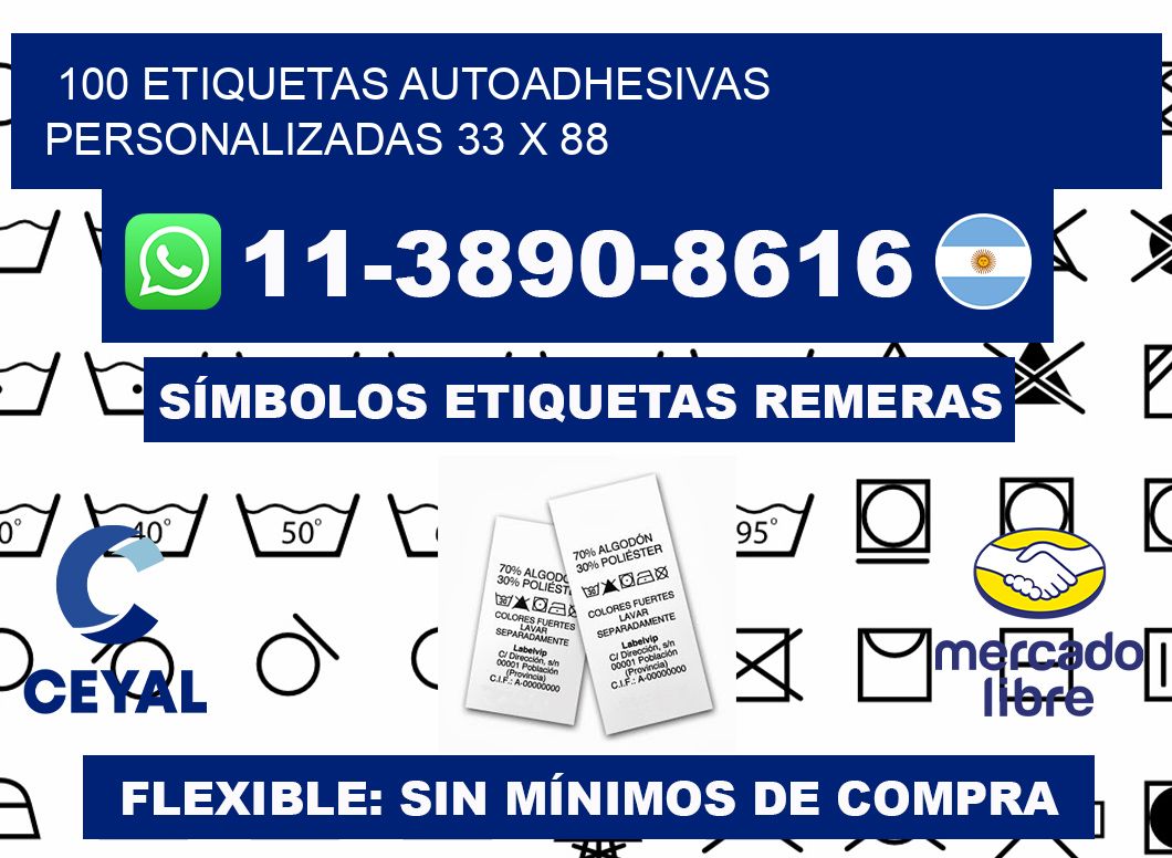 100 Etiquetas autoadhesivas personalizadas 33 x 88