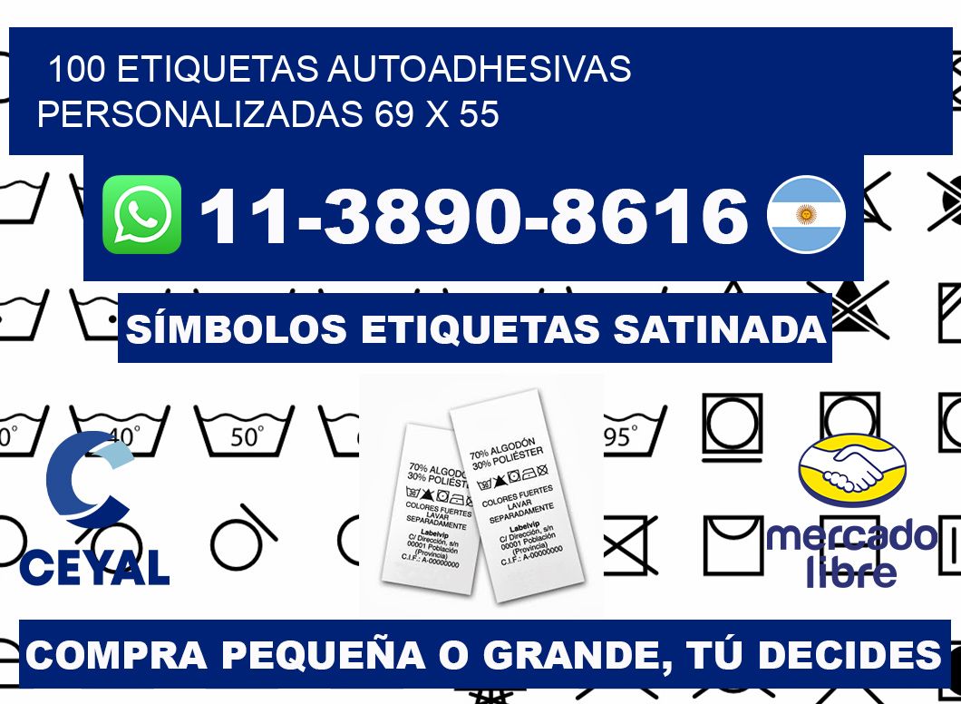 100 Etiquetas autoadhesivas personalizadas 69 x 55