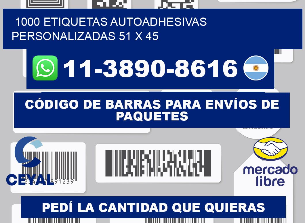 1000 Etiquetas autoadhesivas personalizadas 51 x 45
