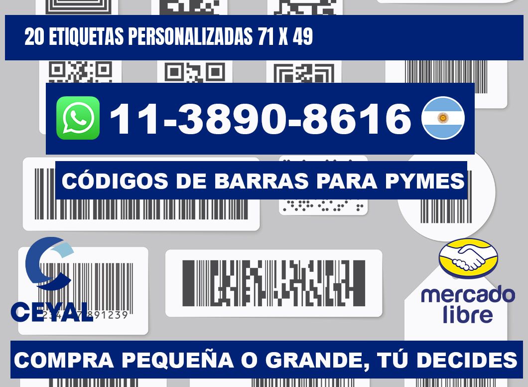 20 ETIQUETAS PERSONALIZADAS 71 x 49