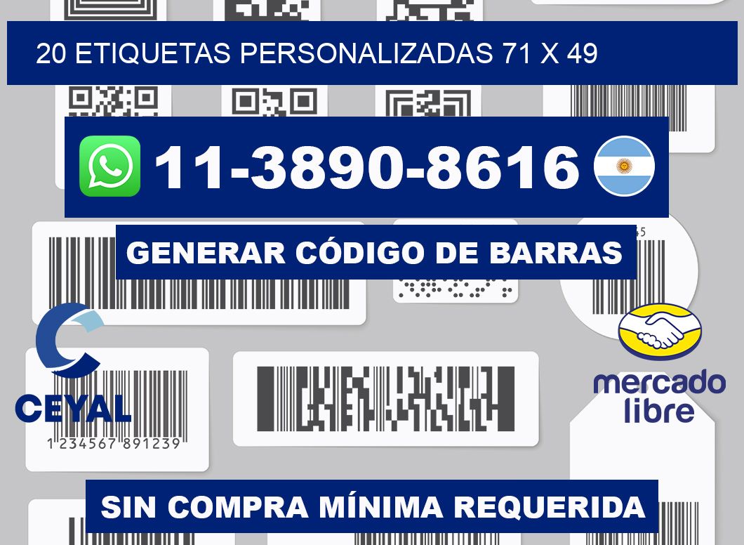 20 ETIQUETAS PERSONALIZADAS 71 x 49