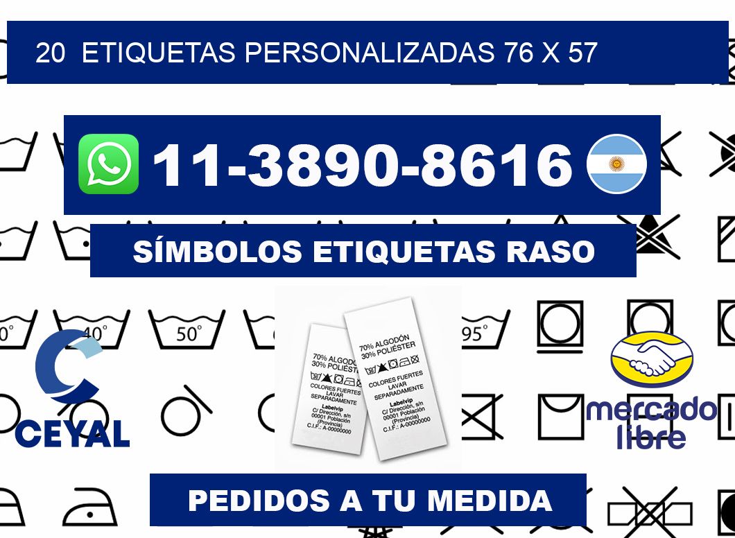 20  ETIQUETAS PERSONALIZADAS 76 x 57