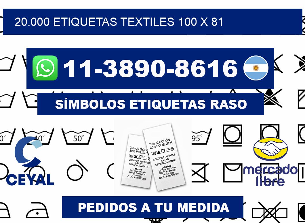 20.000 ETIQUETAS TEXTILES 100 x 81