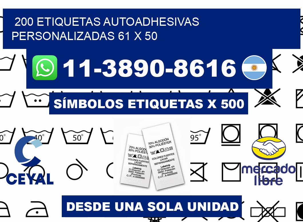 200 Etiquetas autoadhesivas personalizadas 61 x 50