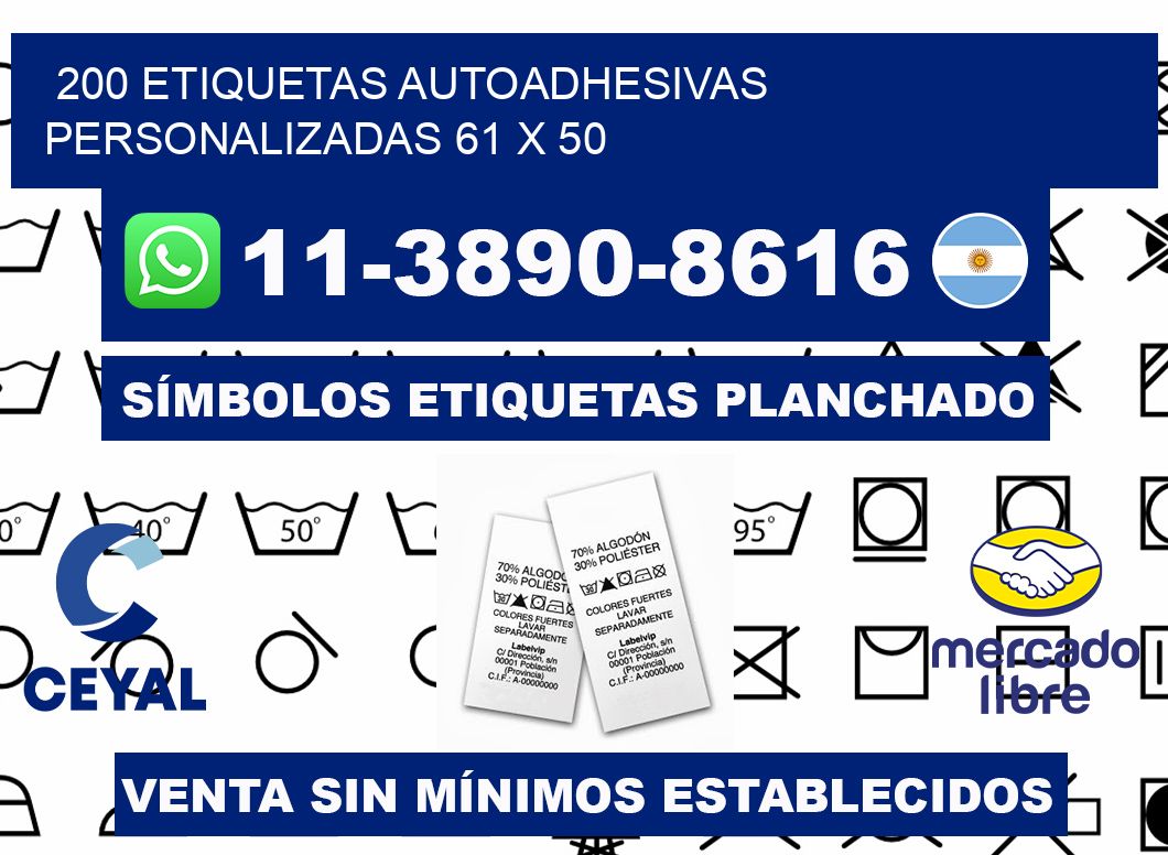 200 Etiquetas autoadhesivas personalizadas 61 x 50