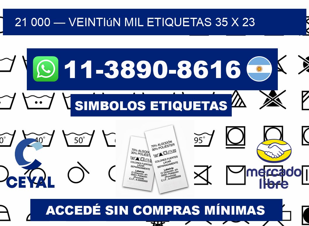 21 000 — veintiún mil etiquetas 35 x 23